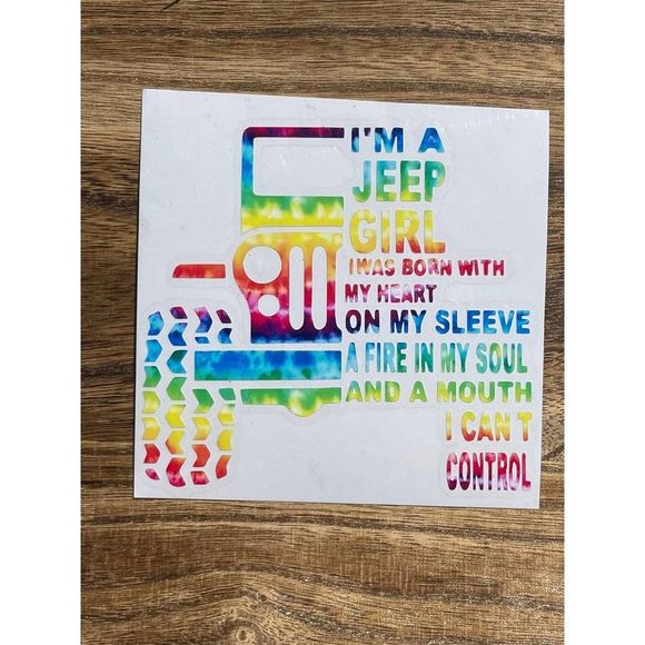 Jeep Girl Tie Dye Vinyl Car Decal - Picture 1 of 11